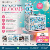 Blue Floral Makeup Case UAE | Lockable Hard Beauty Storage Box