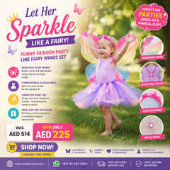 Kids Rainbow Fairy Wings Costume UAE | Funny Fashion Party Line Fairy Wings Set for Girls