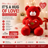 Large Red Love Teddy Bear with Heart Cushion – Premium Romantic Gift in UAE