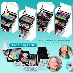 Blue Floral Makeup Case UAE | Lockable Hard Beauty Storage Box