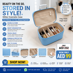 Glitter Cosmetic Case UAE | Blue Makeup Organizer & Travel Beauty Bag