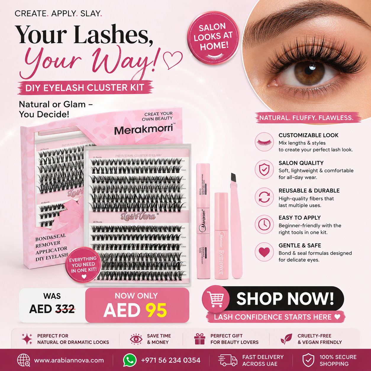 DIY Eyelash Cluster Kit UAE | Reusable Lash Extension Kit for Natural &amp; Dramatic Looks