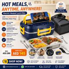 Electric Portable Heated Lunch Box, Food Warmer with 3-Compartment Stainless Steel Tray