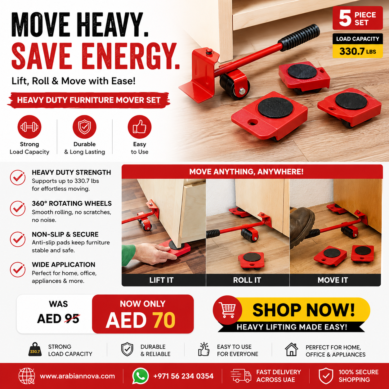 Heavy Duty Furniture Mover UAE | Furniture Lifter & Moving Tool Set 330.7lbs