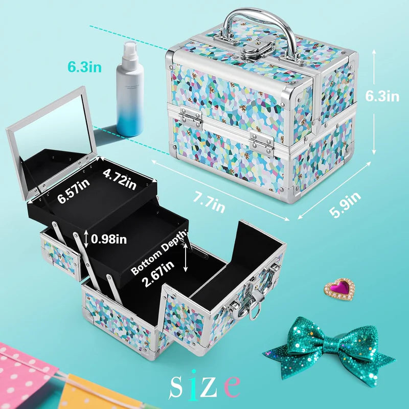 Blue Floral Makeup Case UAE | Lockable Hard Beauty Storage Box