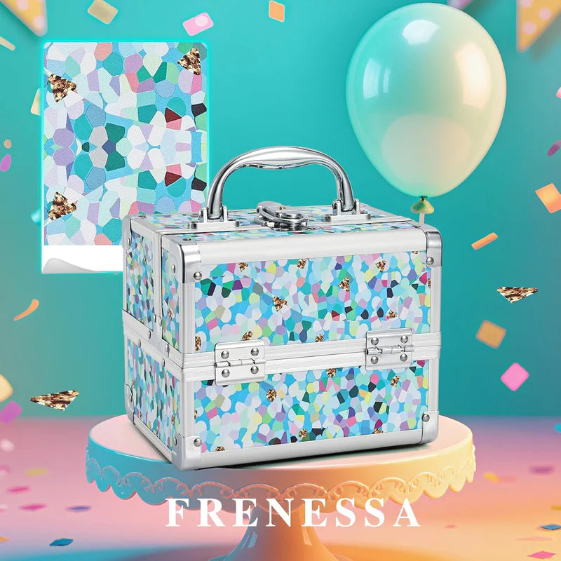 Blue Floral Makeup Case UAE | Lockable Hard Beauty Storage Box