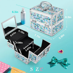 Blue Floral Makeup Case UAE | Lockable Hard Beauty Storage Box