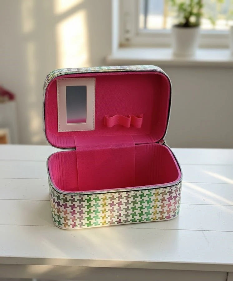 Pixel Pattern Makeup Case UAE | Portable Cosmetic Organizer Bag
